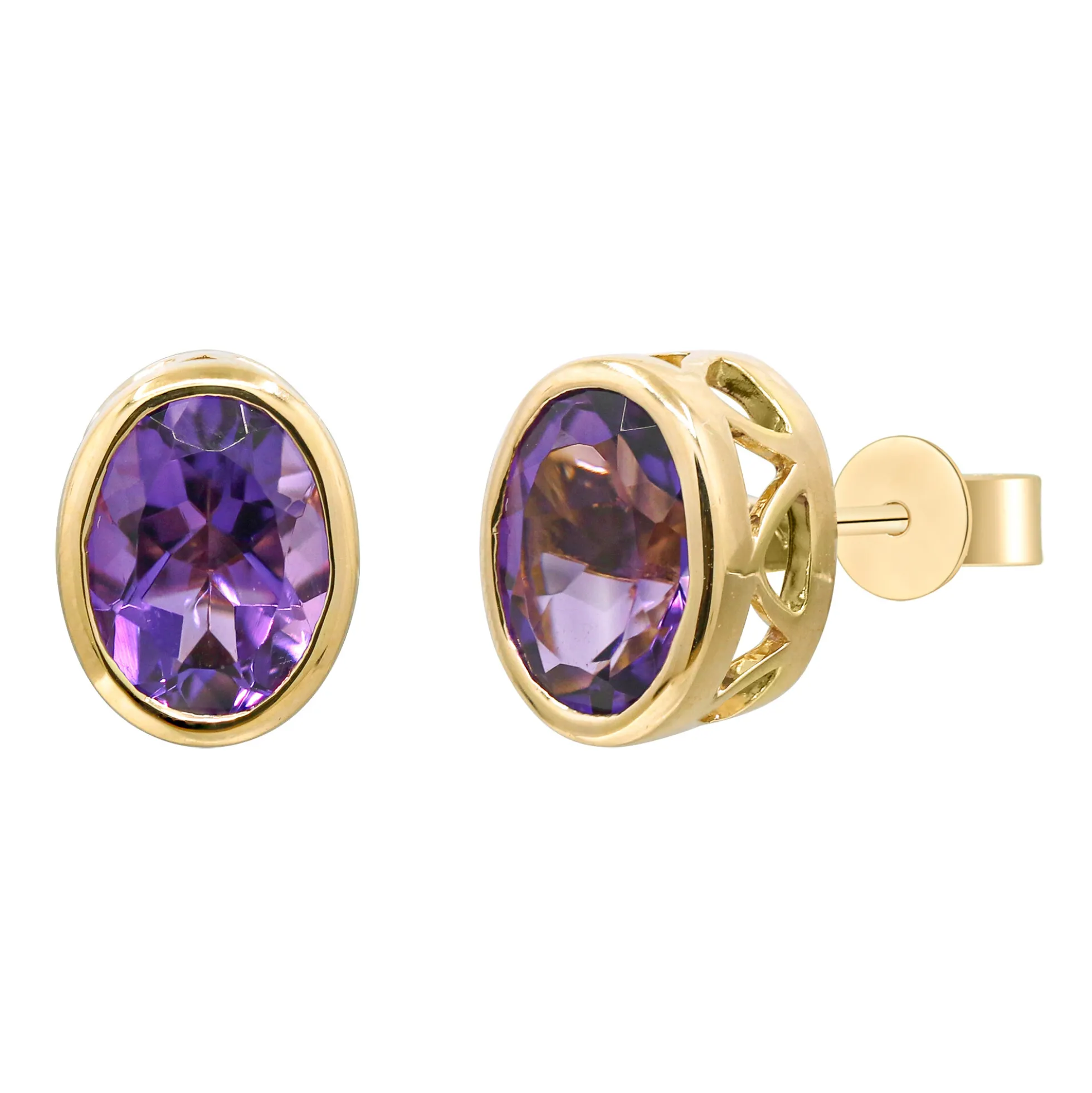 Amethyst-Goldohrringe