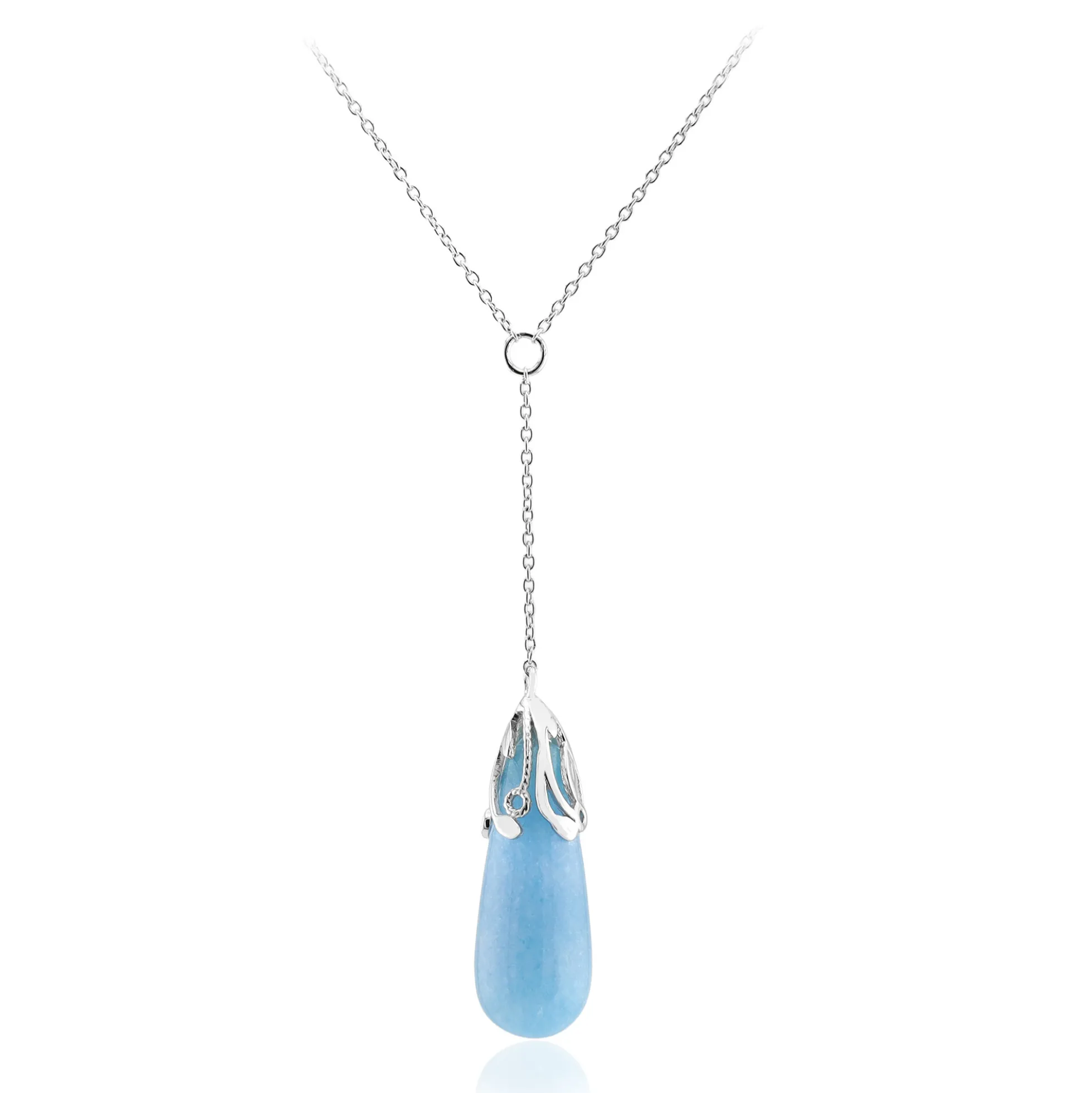 Azurblauer Quarz-Silbercollier