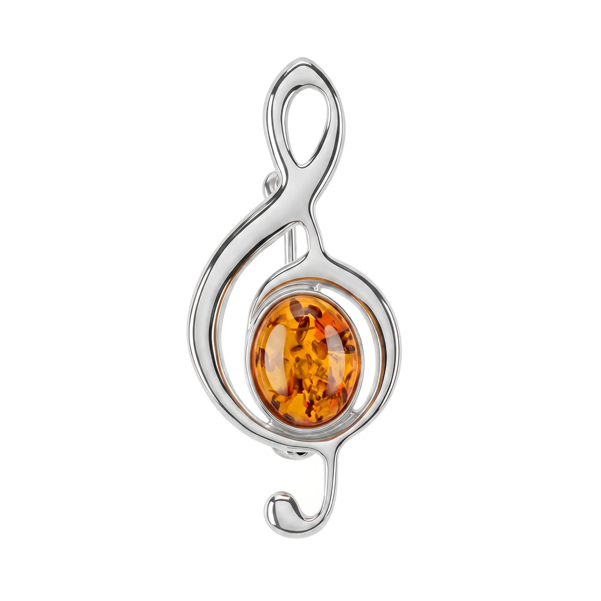 Baltischer Cognac-Bernstein-Silberbrosche