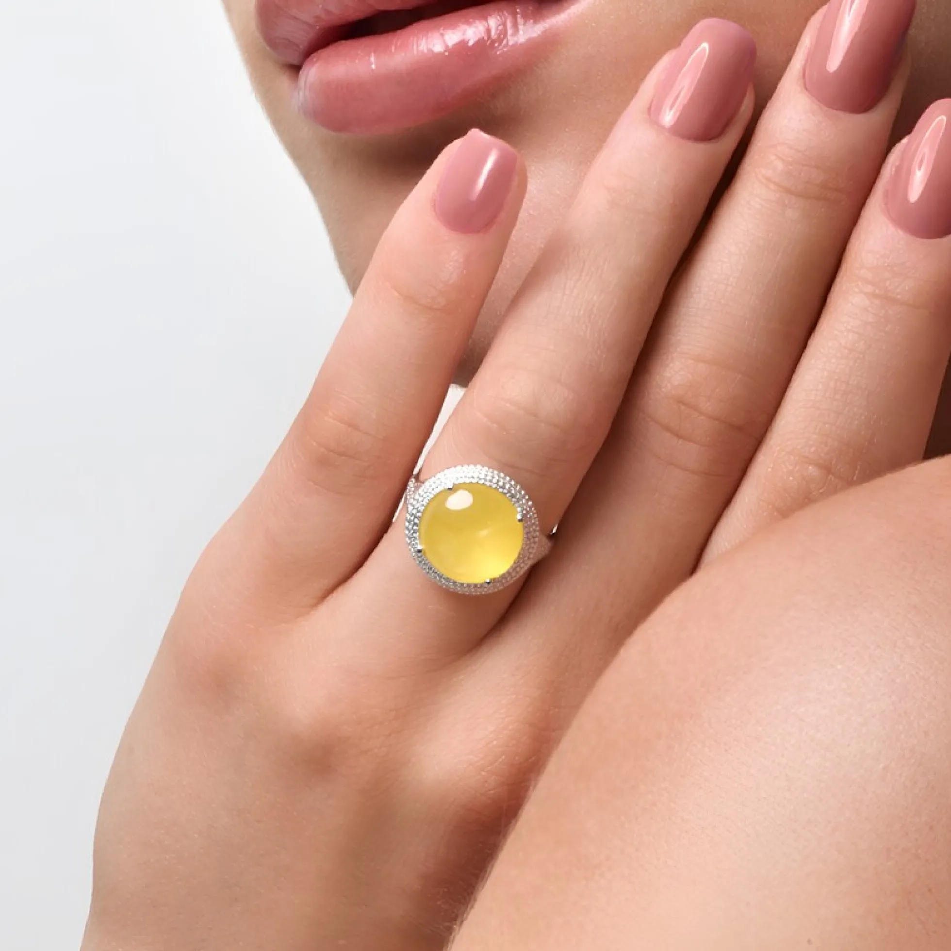 Baltischer Milky-Bernstein-Silberring