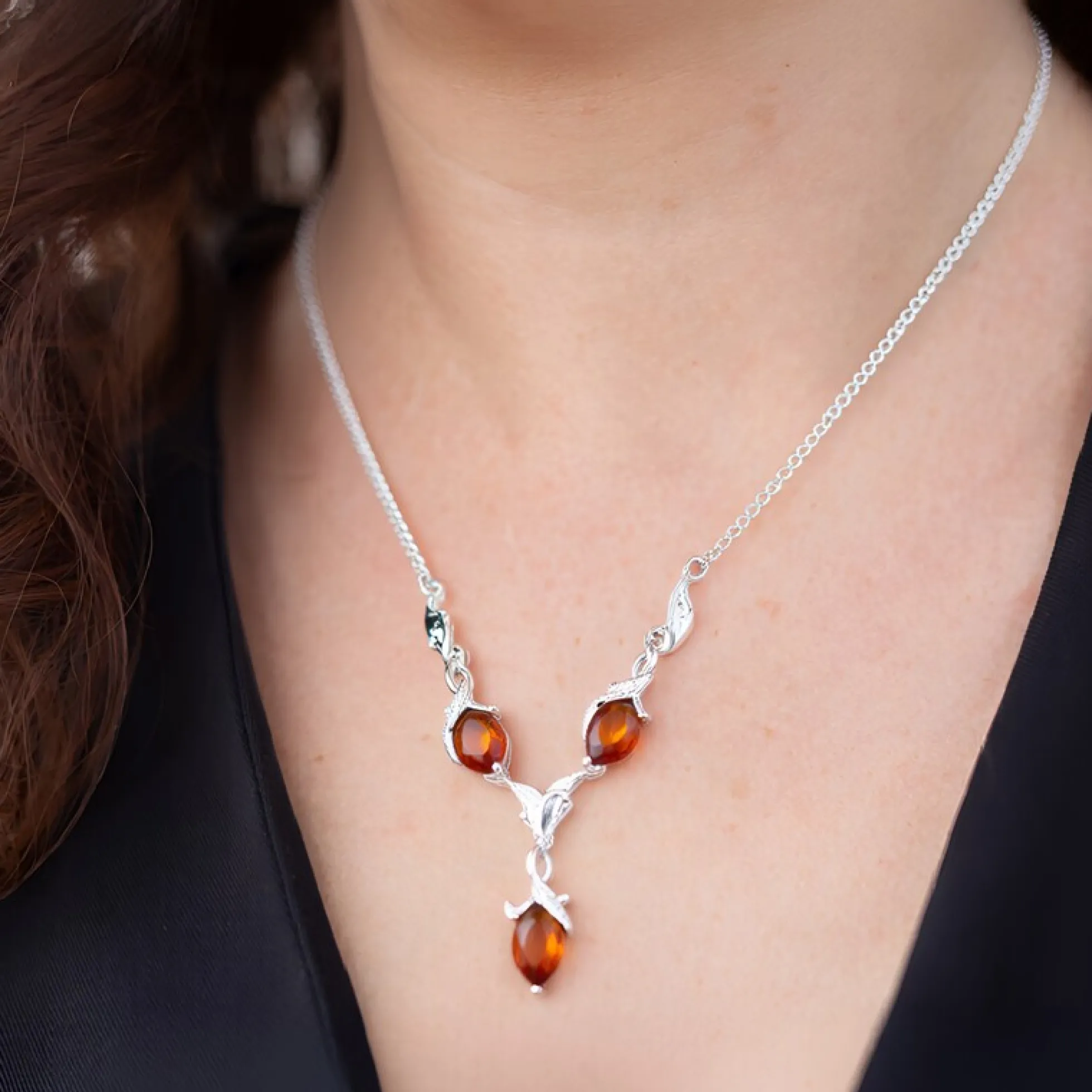 Baltischer Sunrise-Bernstein-Silbercollier