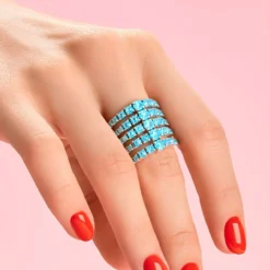 Blauer Apatit-Silberring