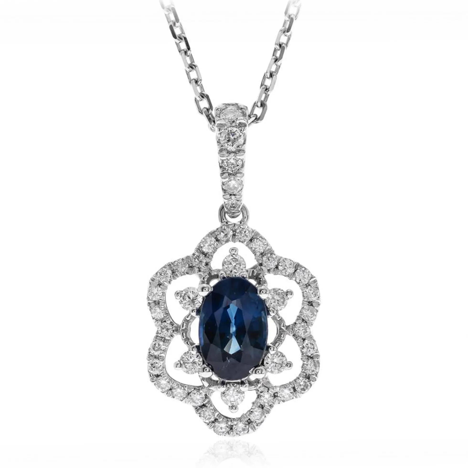 Blauer Ceylon-Saphir-Goldhalskette