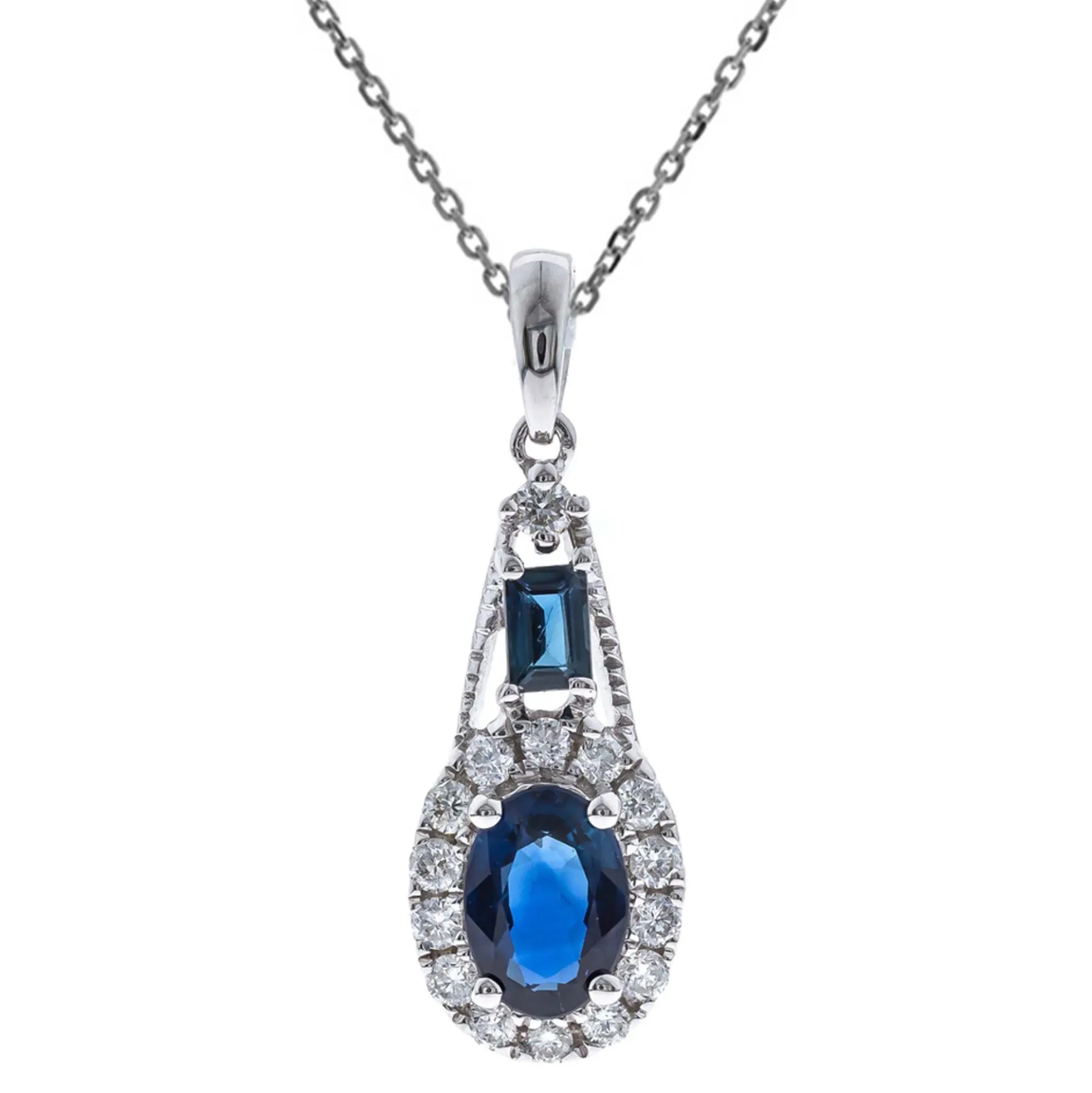 Blauer Ceylon-Saphir-Goldhalskette