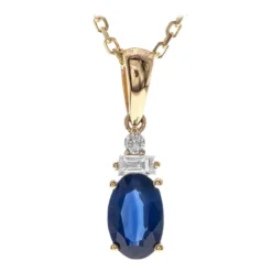 Blauer Ceylon-Saphir-Goldhalskette