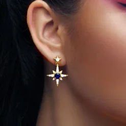 Blauer Ceylon-Saphir-Goldohrringe