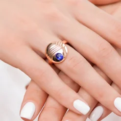 Blauer Ceylon-Saphir-Silberring