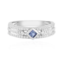 Blauer Ceylon-Saphir-Silberring
