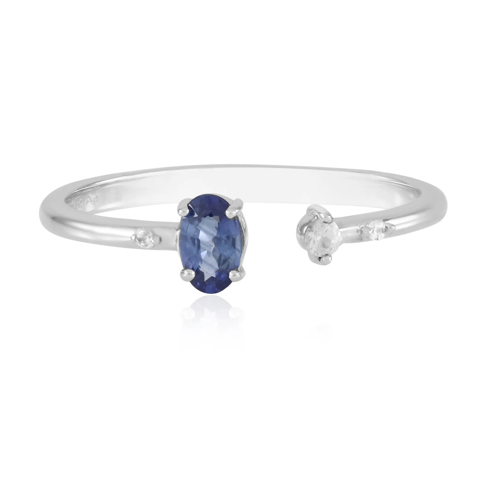 Blauer Ceylon-Saphir-Silberring