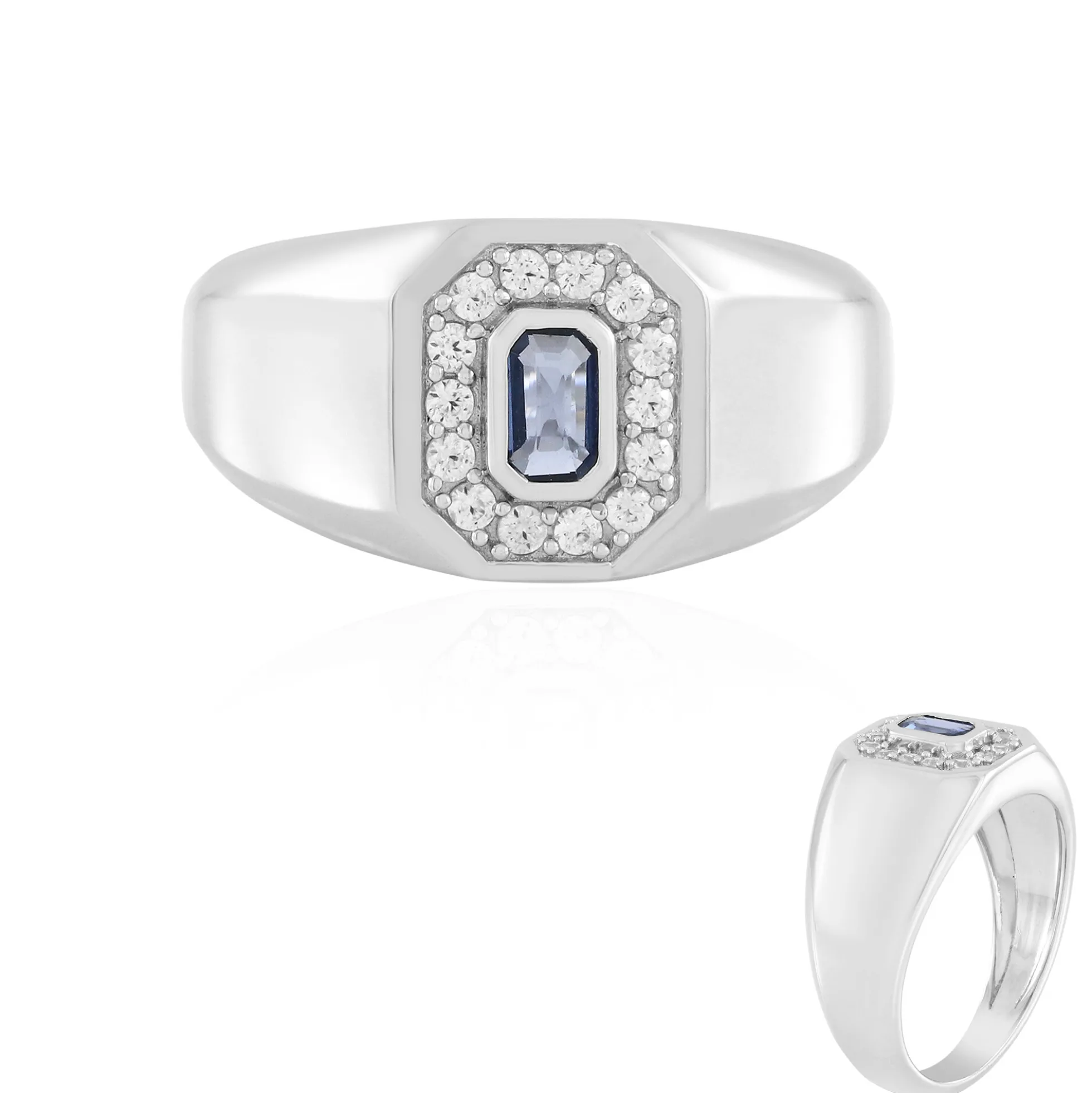 Blauer Ceylon-Saphir-Silberring