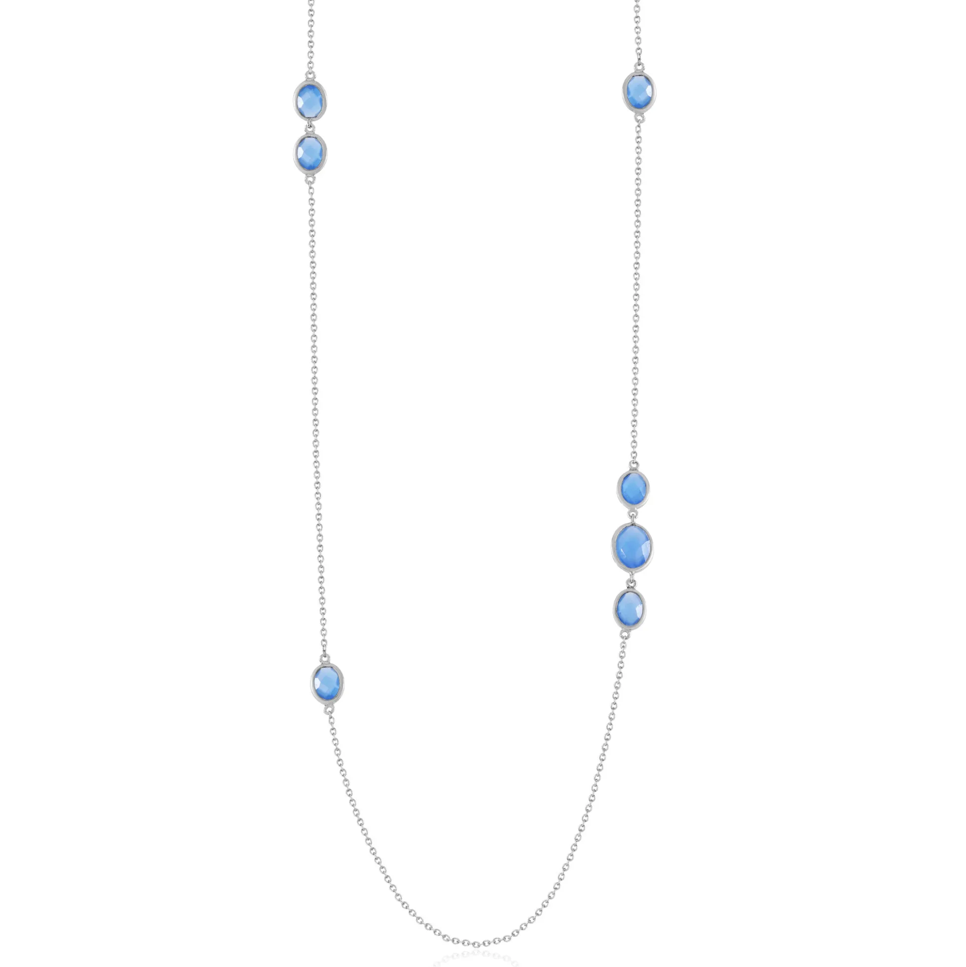 Blauer Chalzedon-Silbercollier
