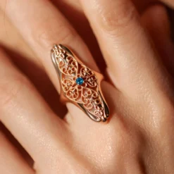Blauer Diamant-Silberring