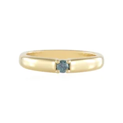 Blauer I2 Brillant-Silberring