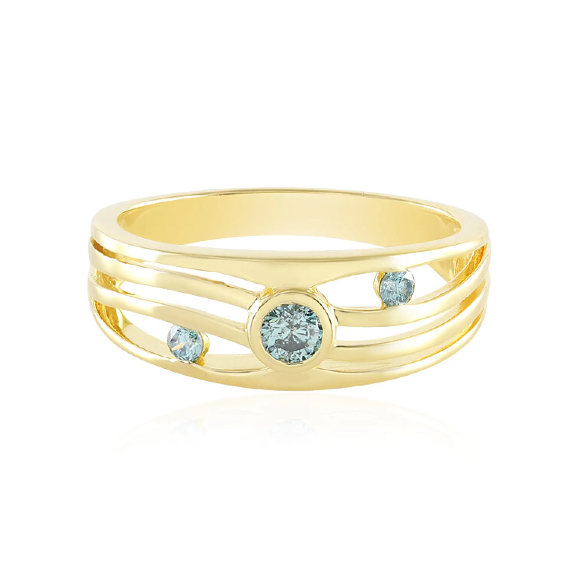 Blauer I2 Brillant-Silberring