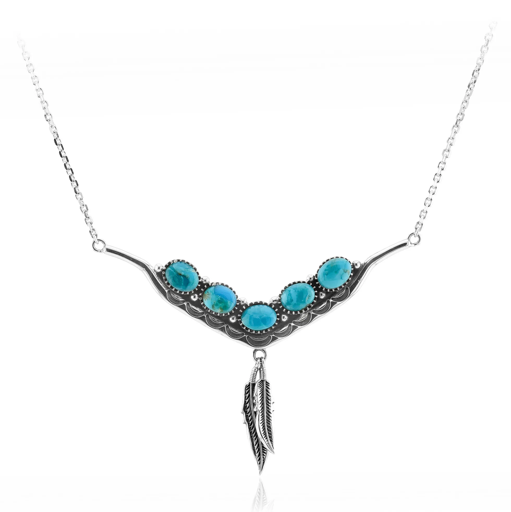 Blauer Kingman Mohave-Türkis-Silbercollier