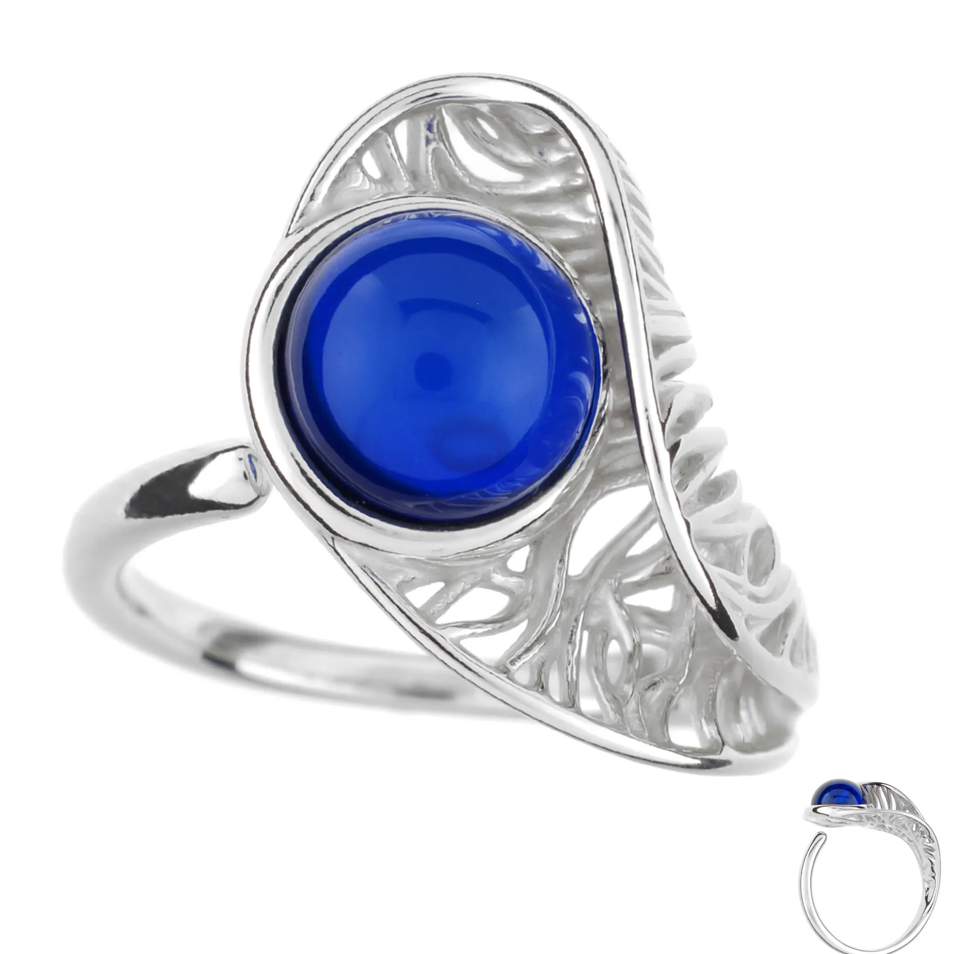 Blauer Kolumbianischer Bernstein-Silberring