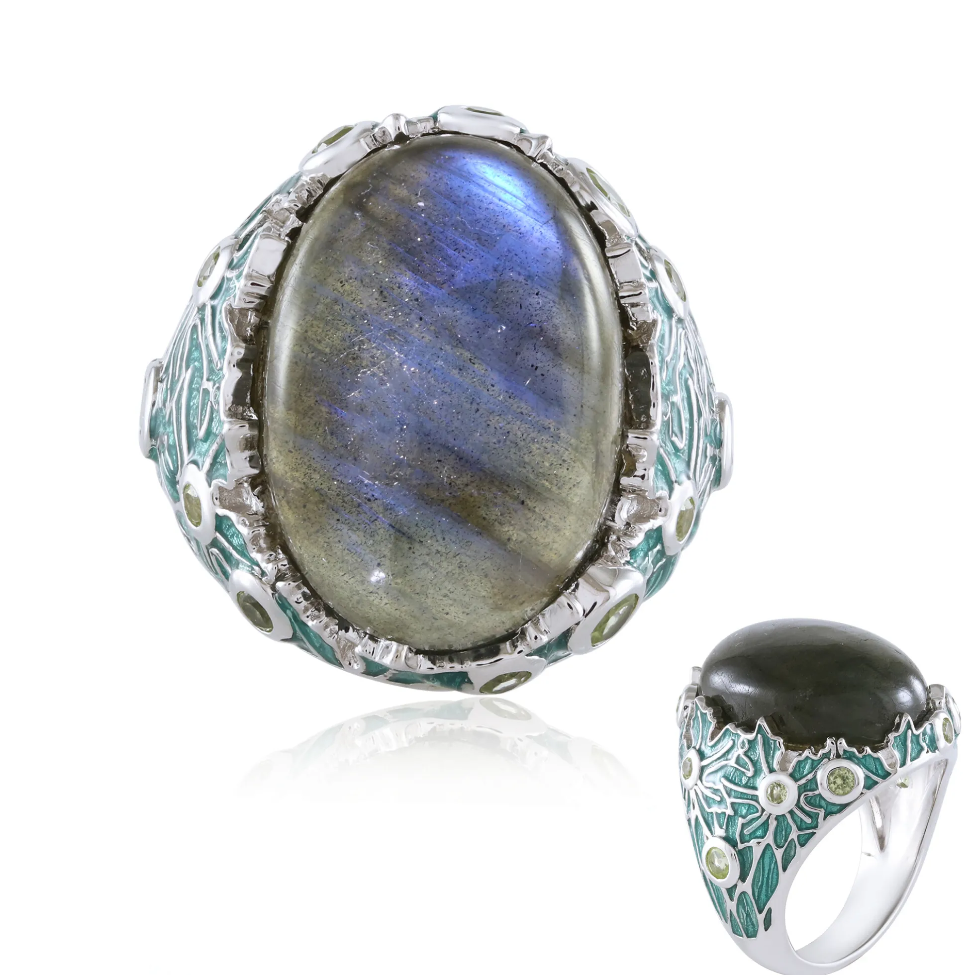 Blauer Maniry-Labradorit-Silberring