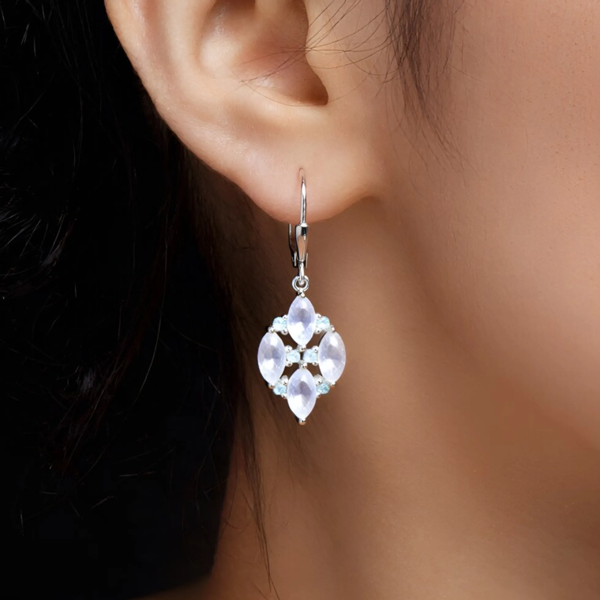 Blauer Mondstein-Silberohrringe
