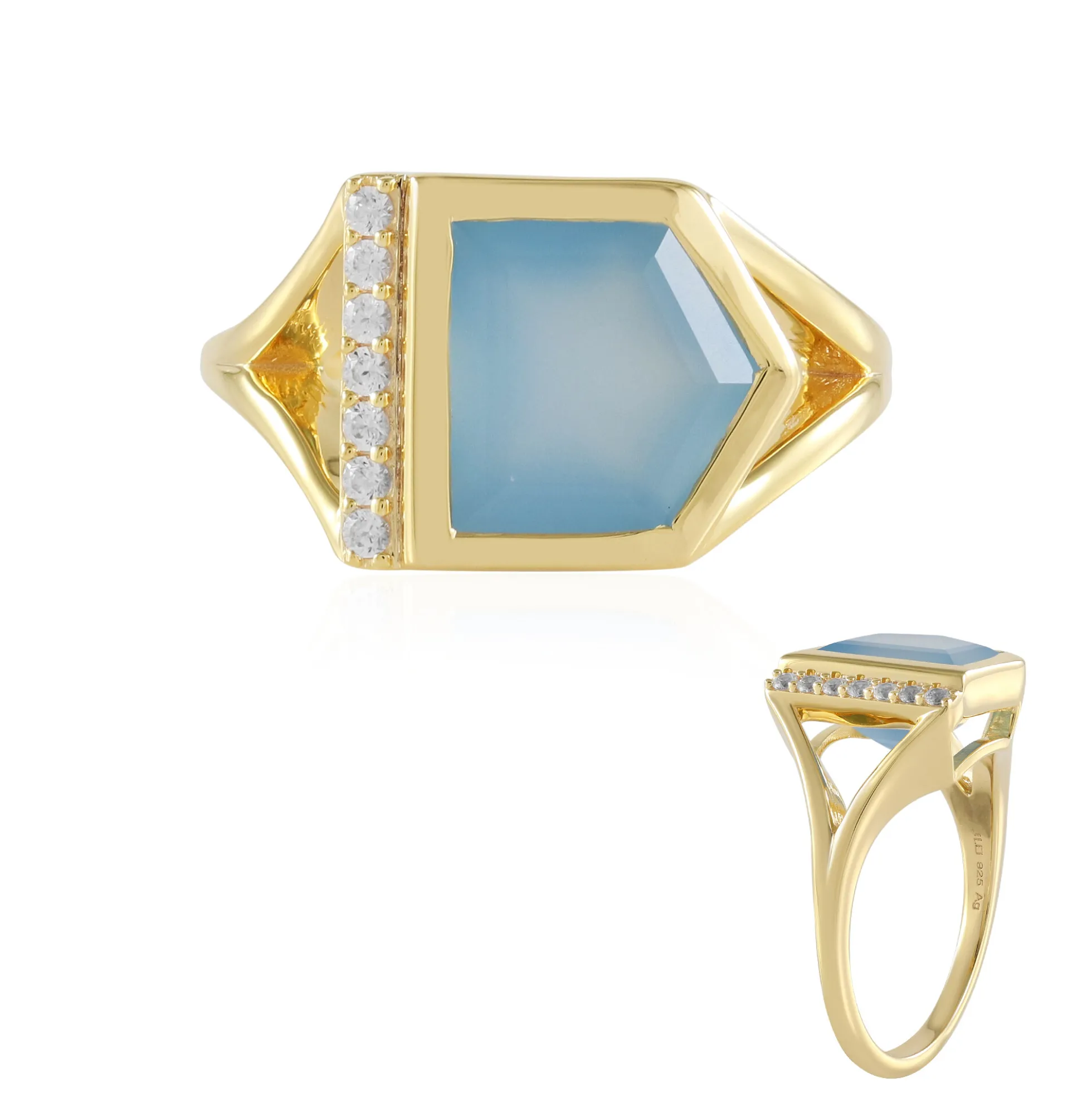 Blauer Onyx-Silberring