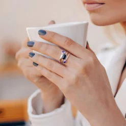 Blauer Opal-Silberring