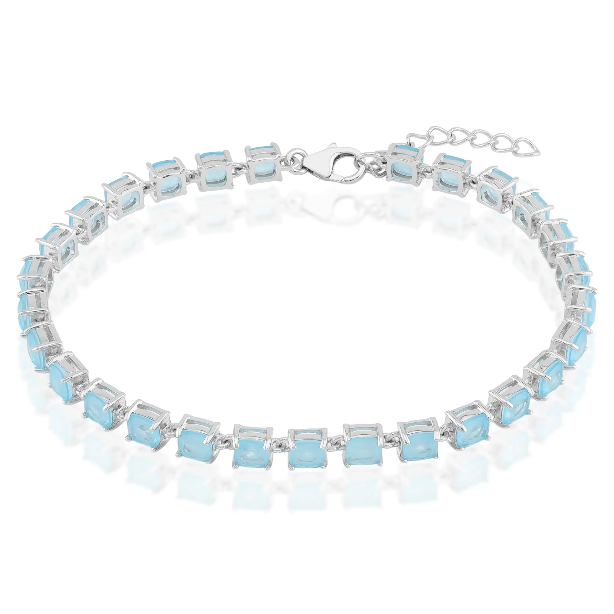 Blauer Pastell-Quarz-Silberarmband