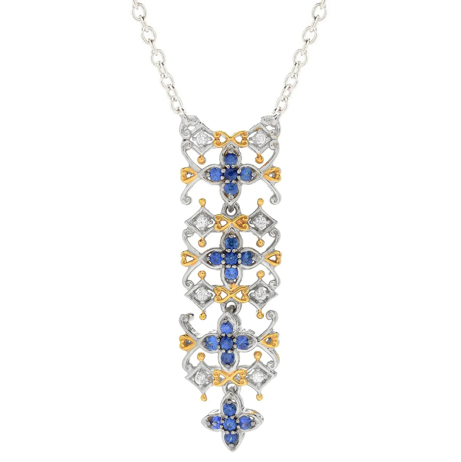 Blauer Saphir-Silbercollier