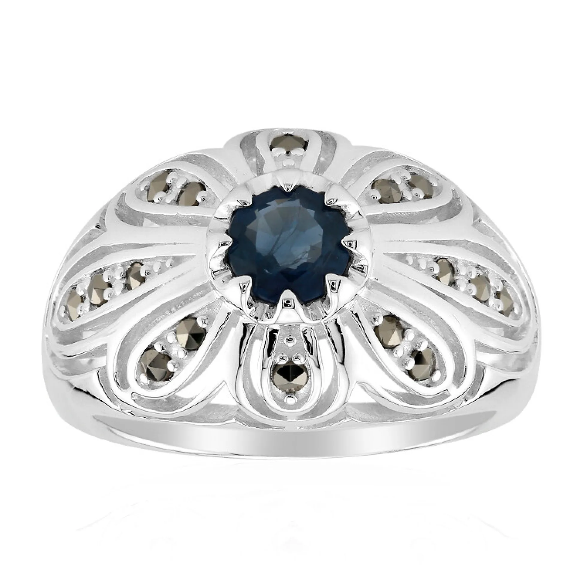 Blauer Saphir-Silberring