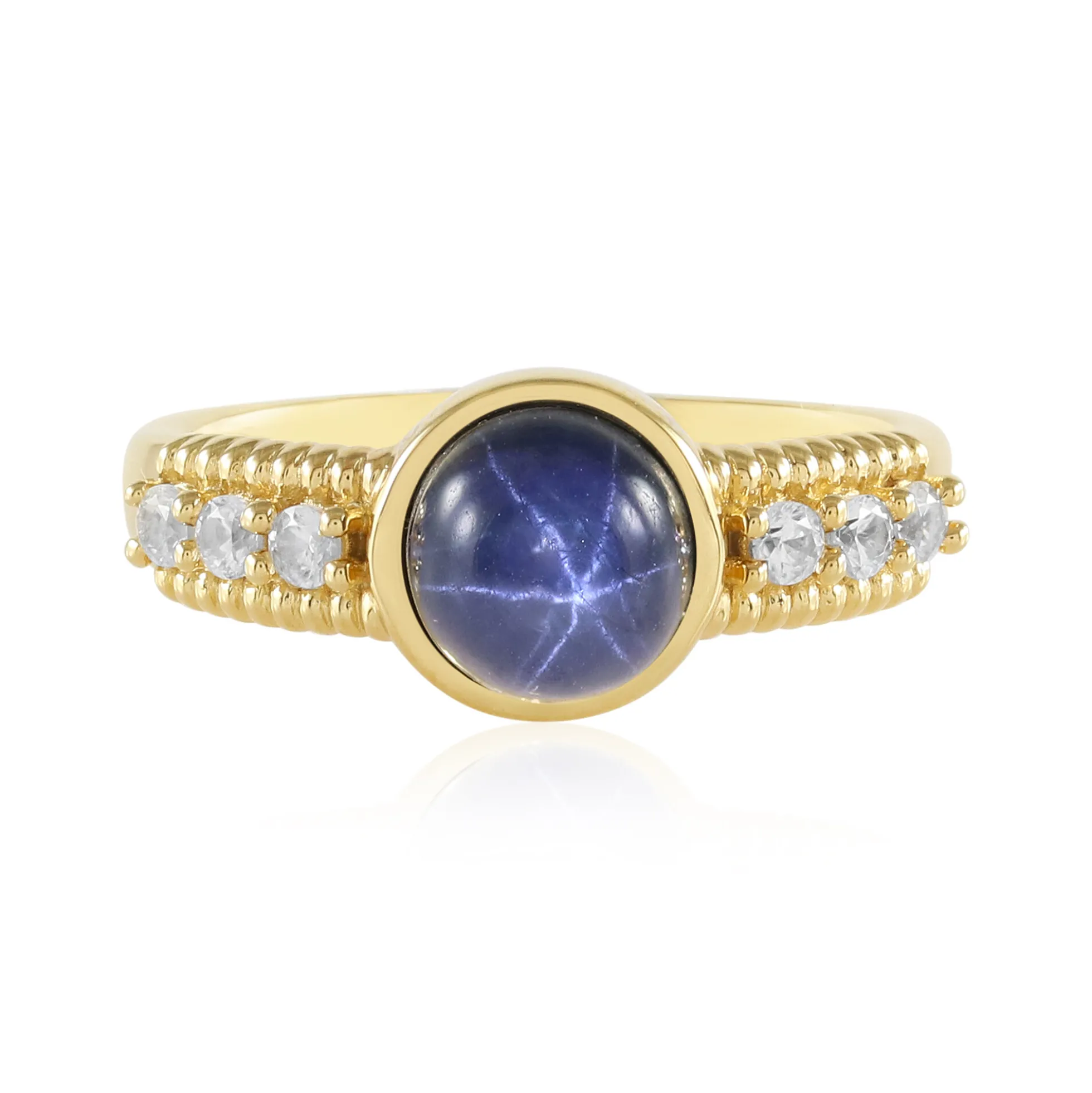 Blauer Stern-Saphir-Silberring