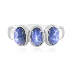 Blauer Stern-Saphir-Silberring
