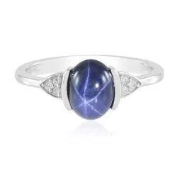 Blauer Stern-Saphir-Silberring