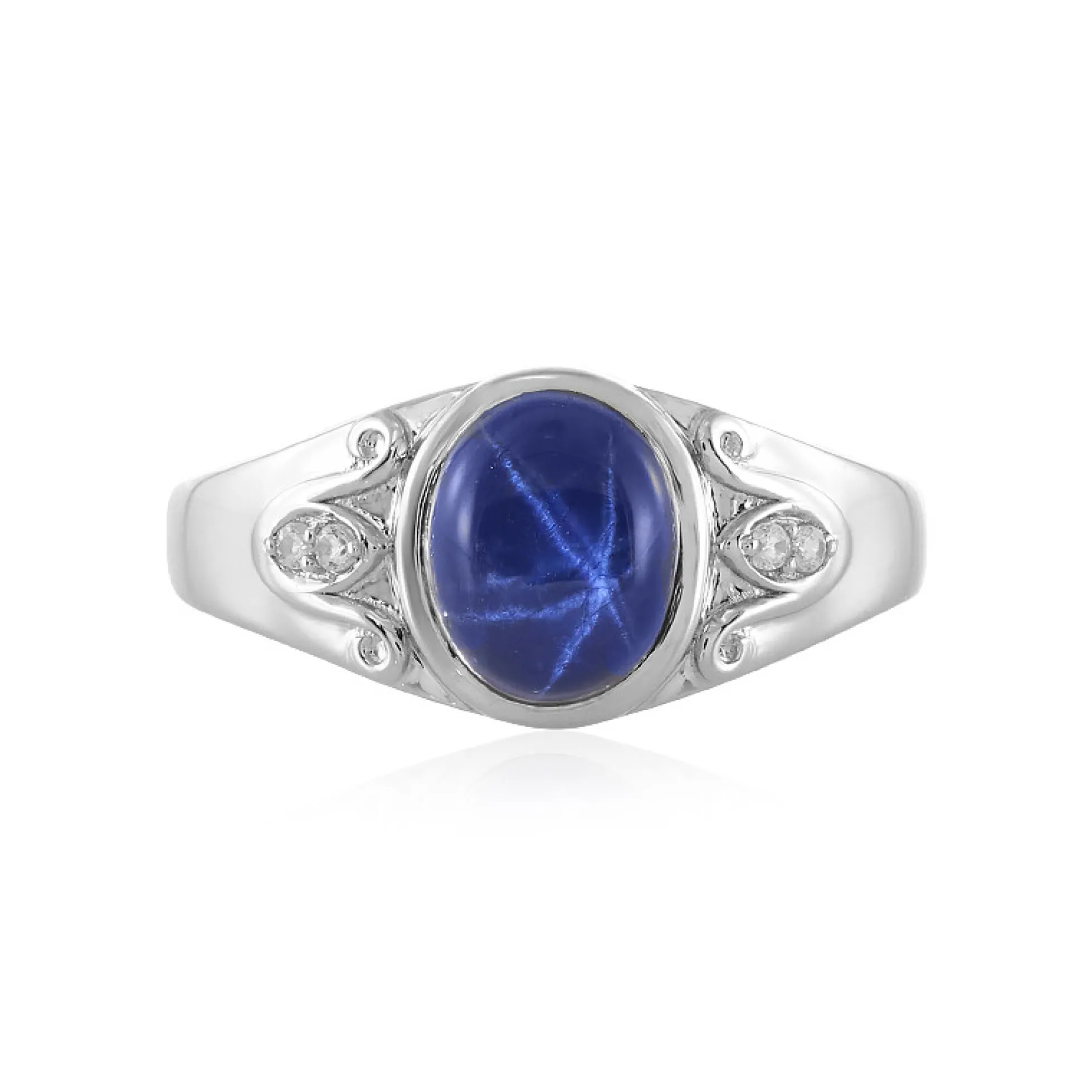 Blauer Stern-Saphir-Silberring