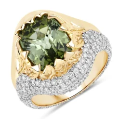 Brasilianischer Grüner Turmalin-Goldring