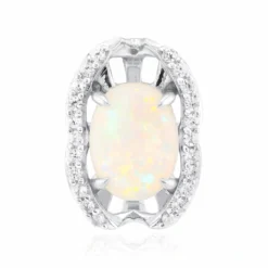 Brasilianischer Weißer Opal-Goldanhänger