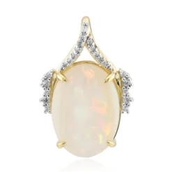 Brasilianischer Weißer Opal-Goldanhänger