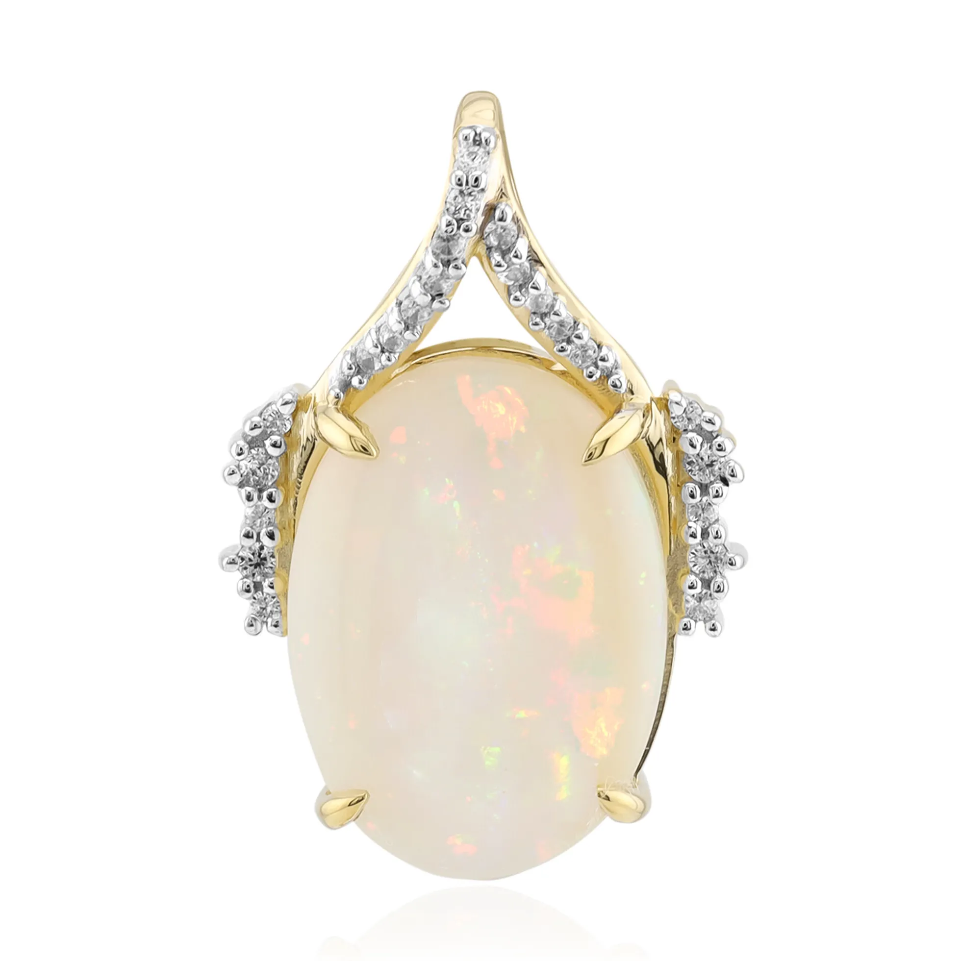 Brasilianischer Weißer Opal-Goldanhänger