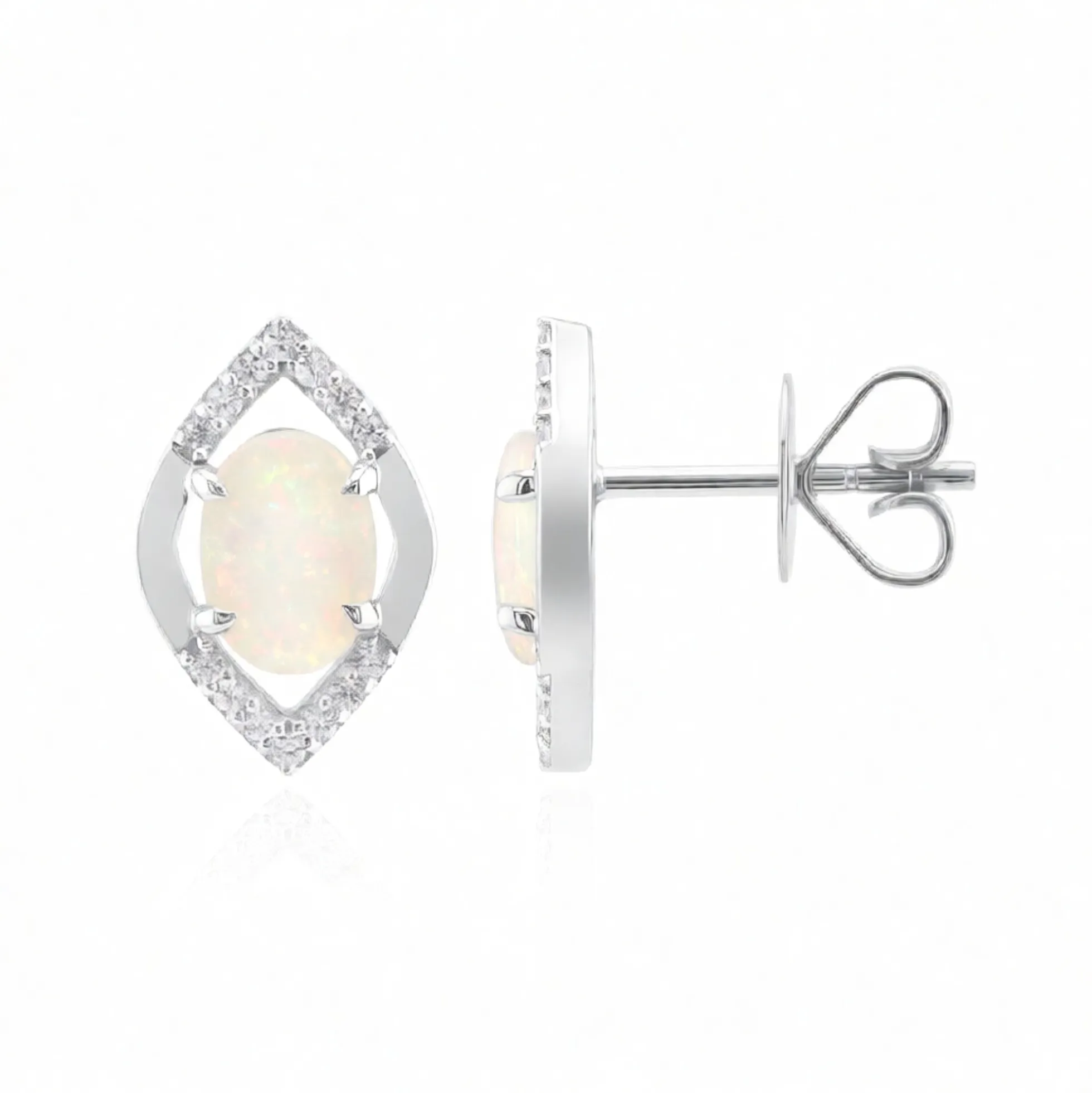 Brasilianischer Weißer Opal-Goldohrringe