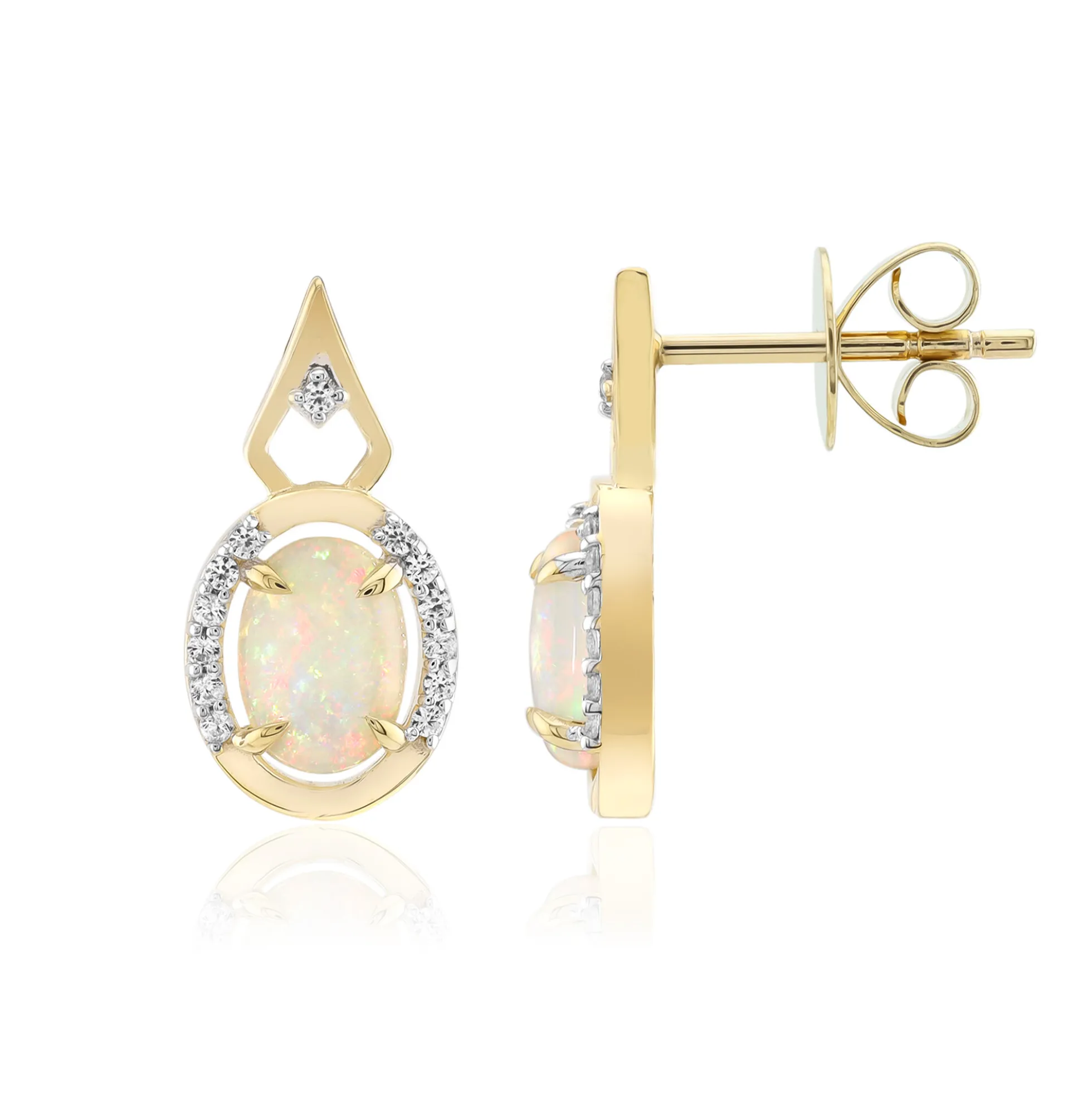 Brasilianischer Weißer Opal-Goldohrringe