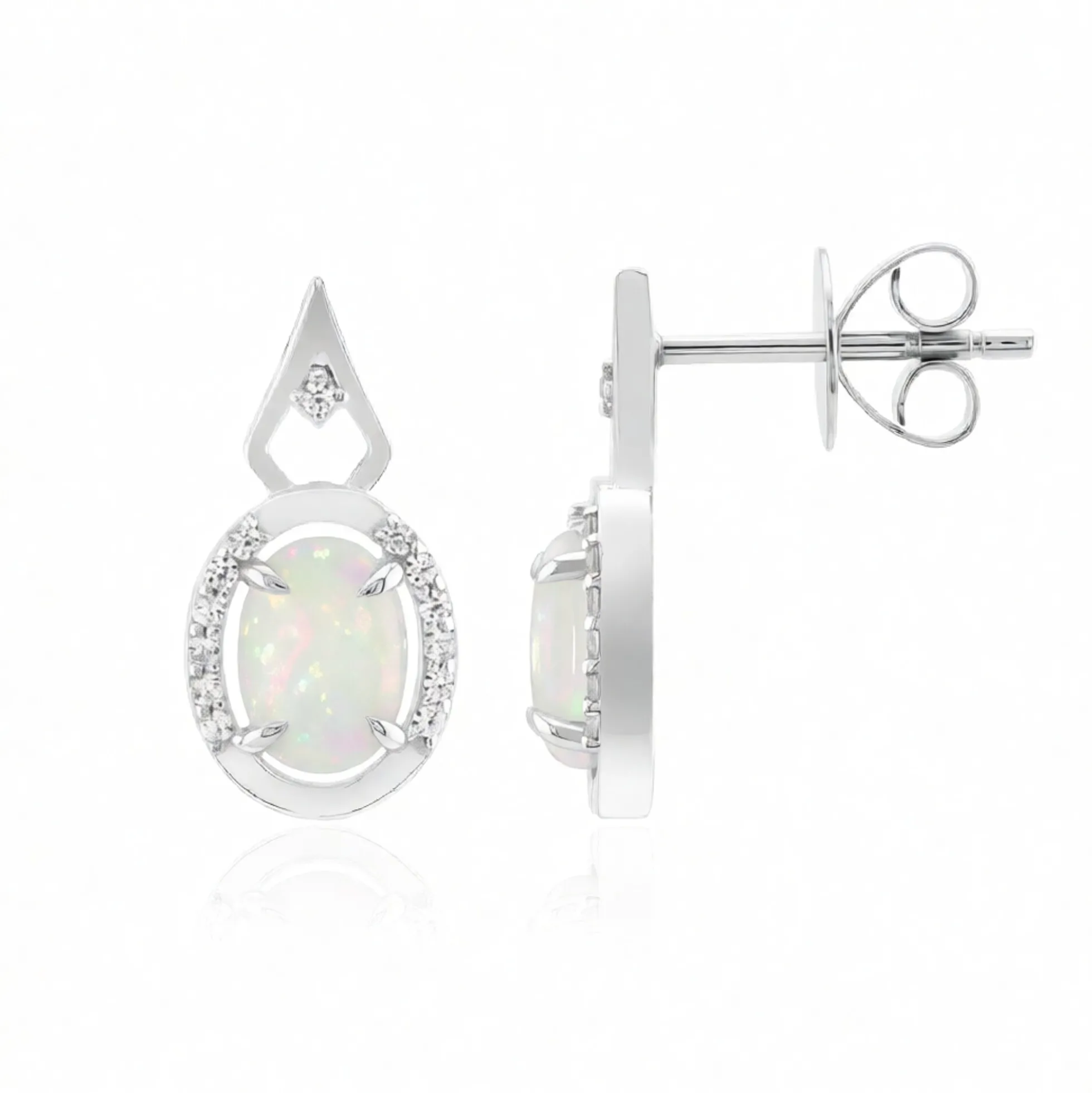 Brasilianischer Weißer Opal-Goldohrringe