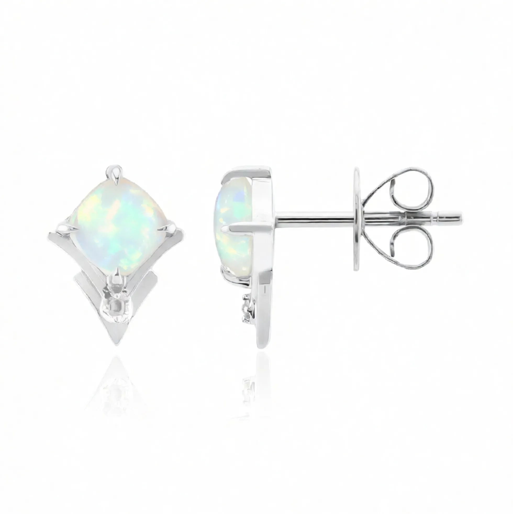 Brasilianischer Weißer Opal-Goldohrringe