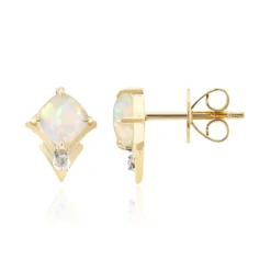 Brasilianischer Weißer Opal-Goldohrringe