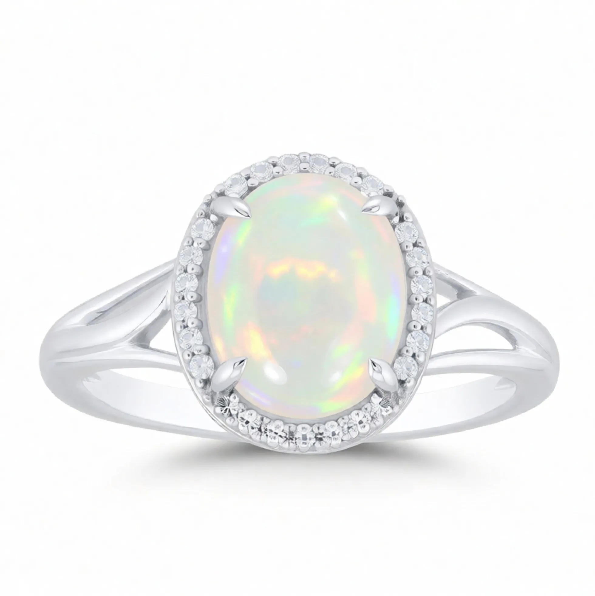 Brasilianischer Weißer Opal-Goldring