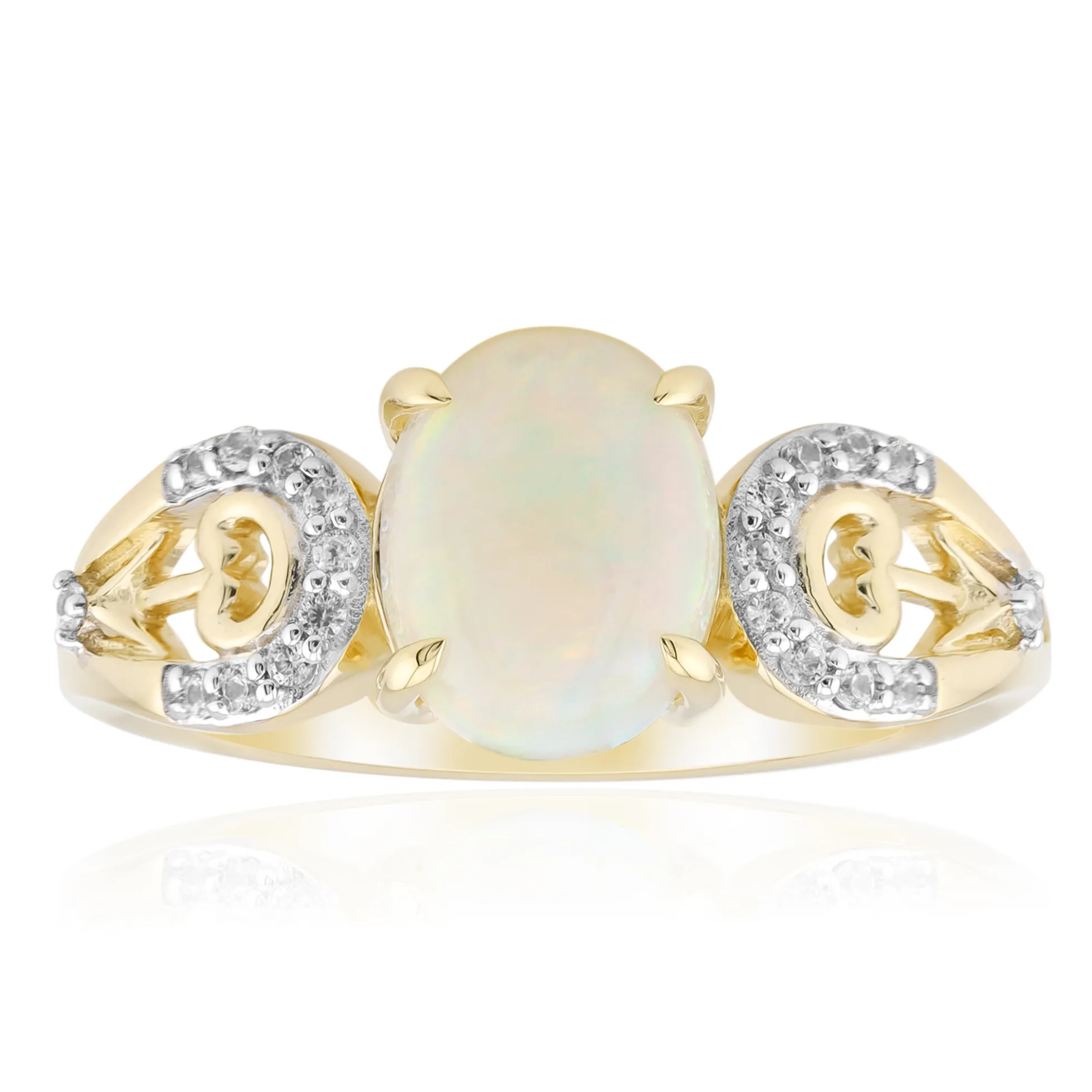 Brasilianischer Weißer Opal-Goldring