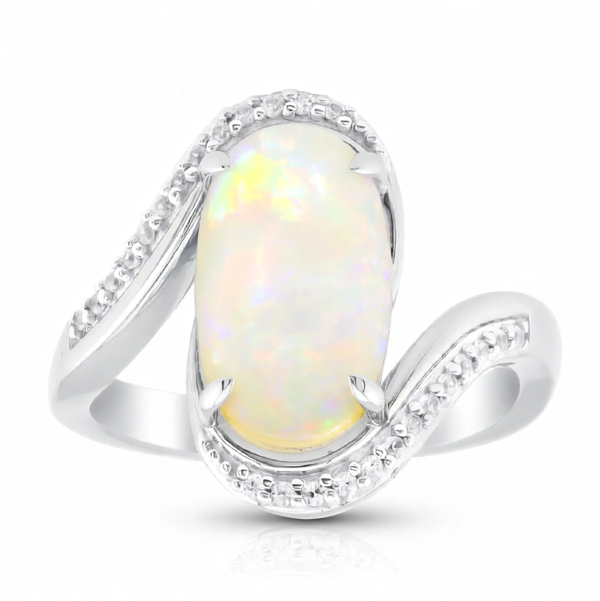Brasilianischer Weißer Opal-Goldring