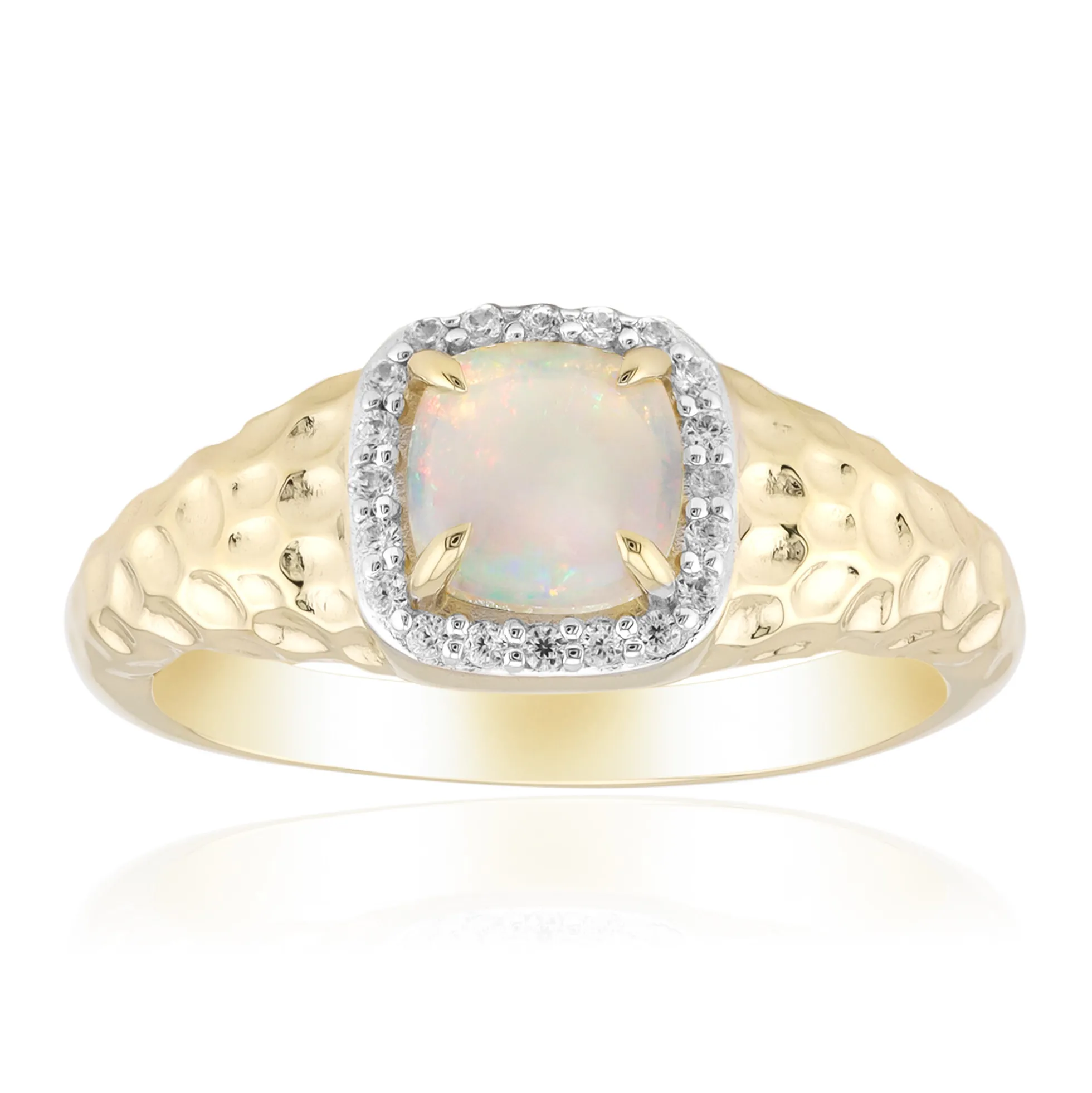 Brasilianischer Weißer Opal-Goldring
