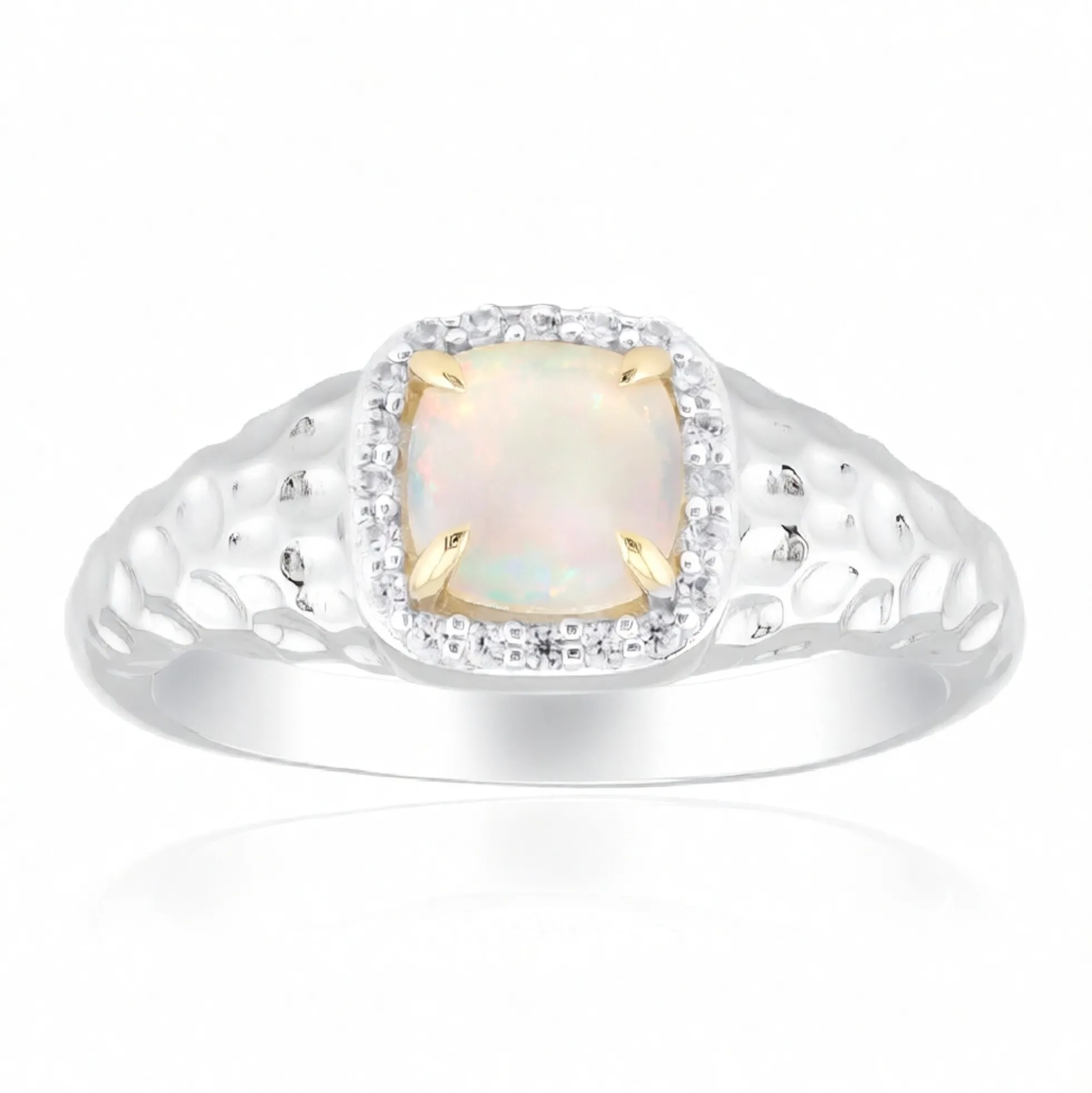 Brasilianischer Weißer Opal-Goldring