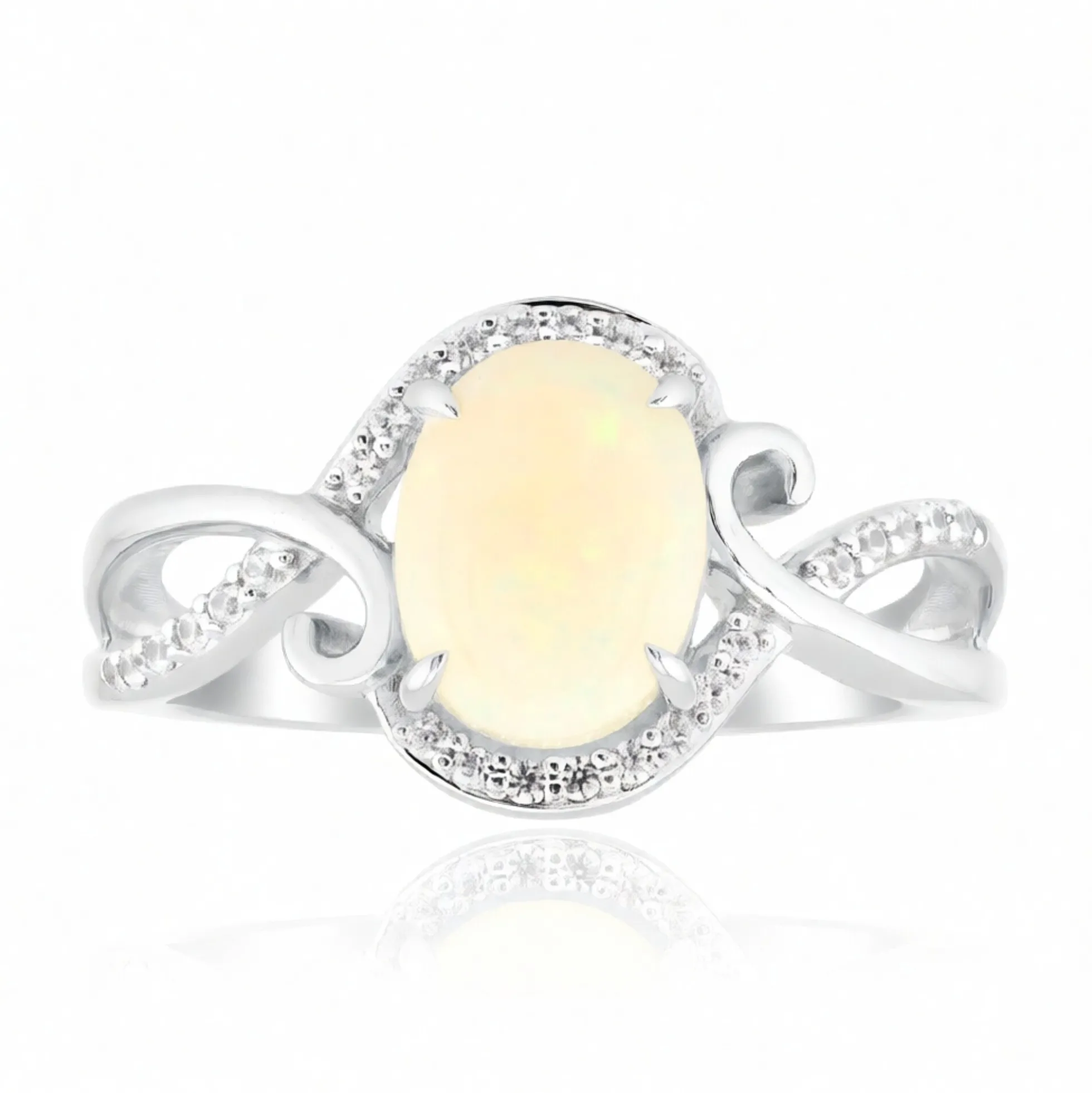Brasilianischer Weißer Opal-Goldring