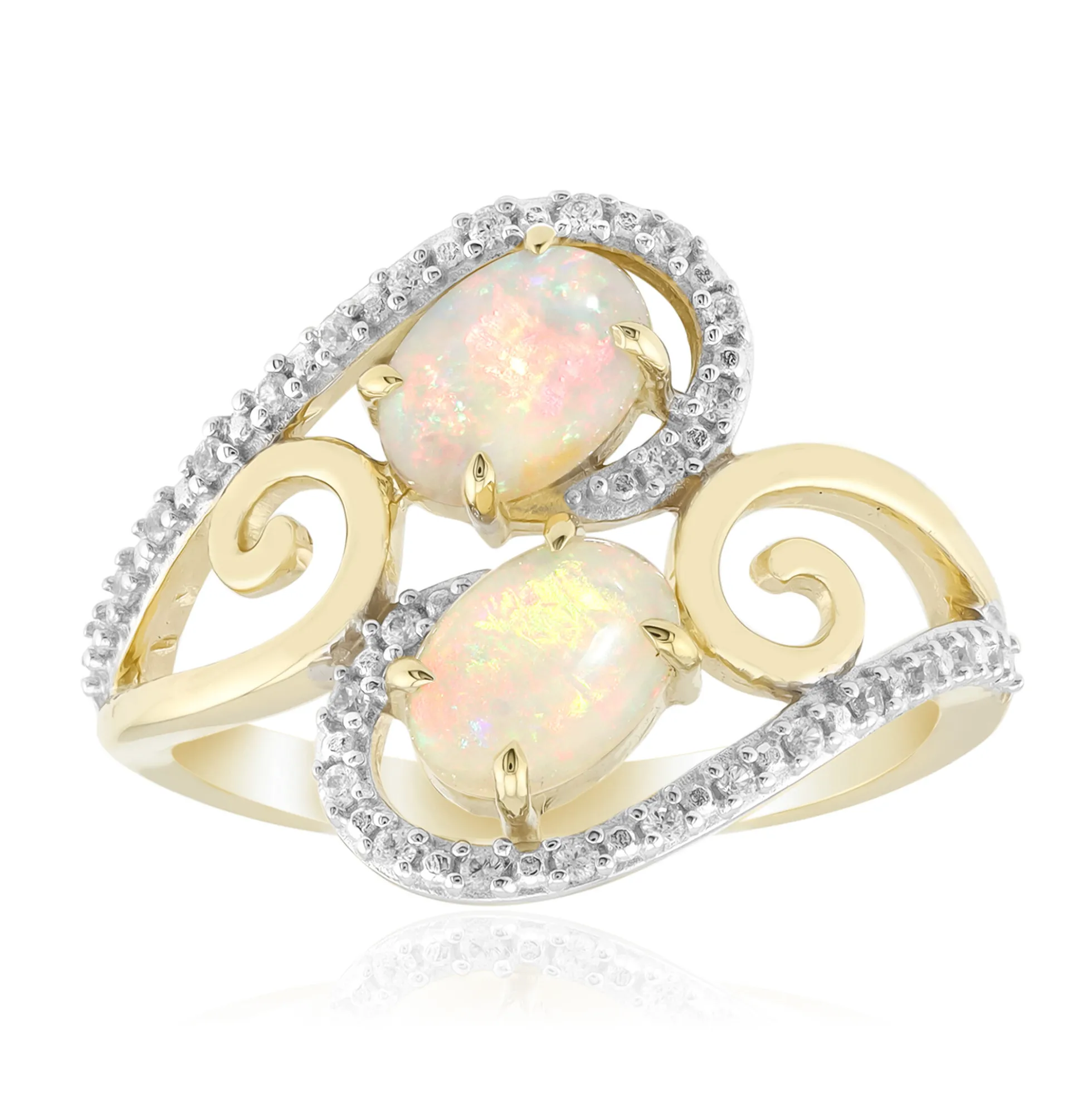 Brasilianischer Weißer Opal-Goldring