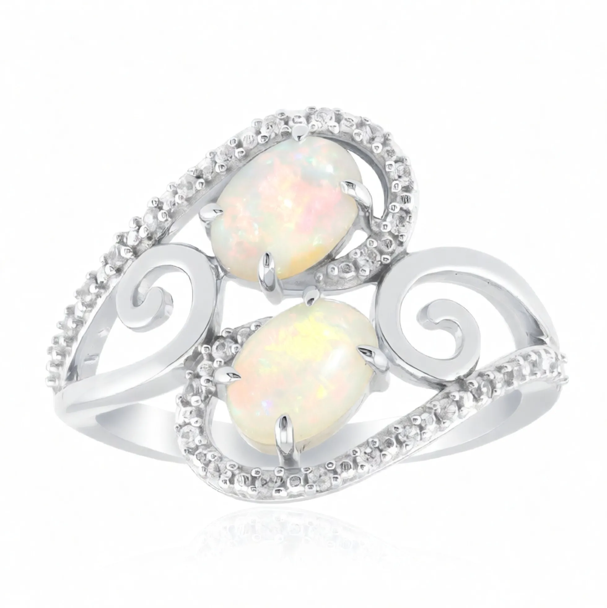 Brasilianischer Weißer Opal-Goldring