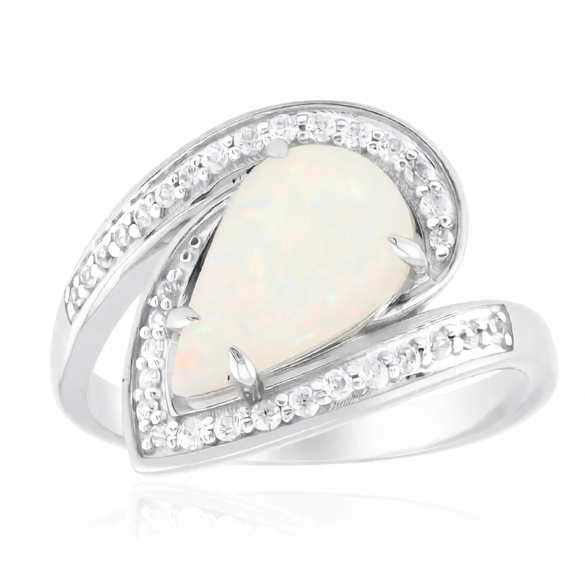 Brasilianischer Weißer Opal-Goldring