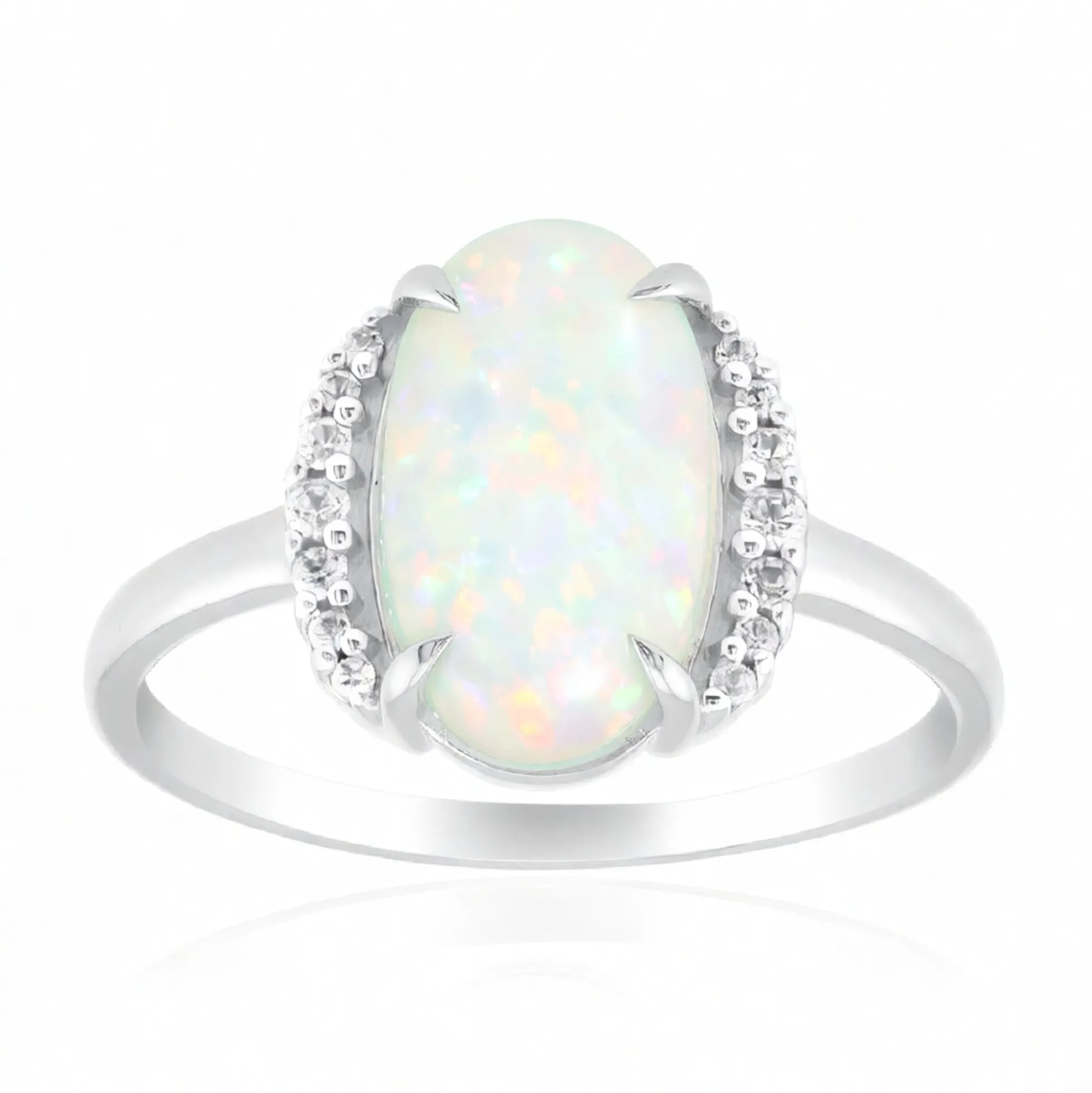 Brasilianischer Weißer Opal-Goldring